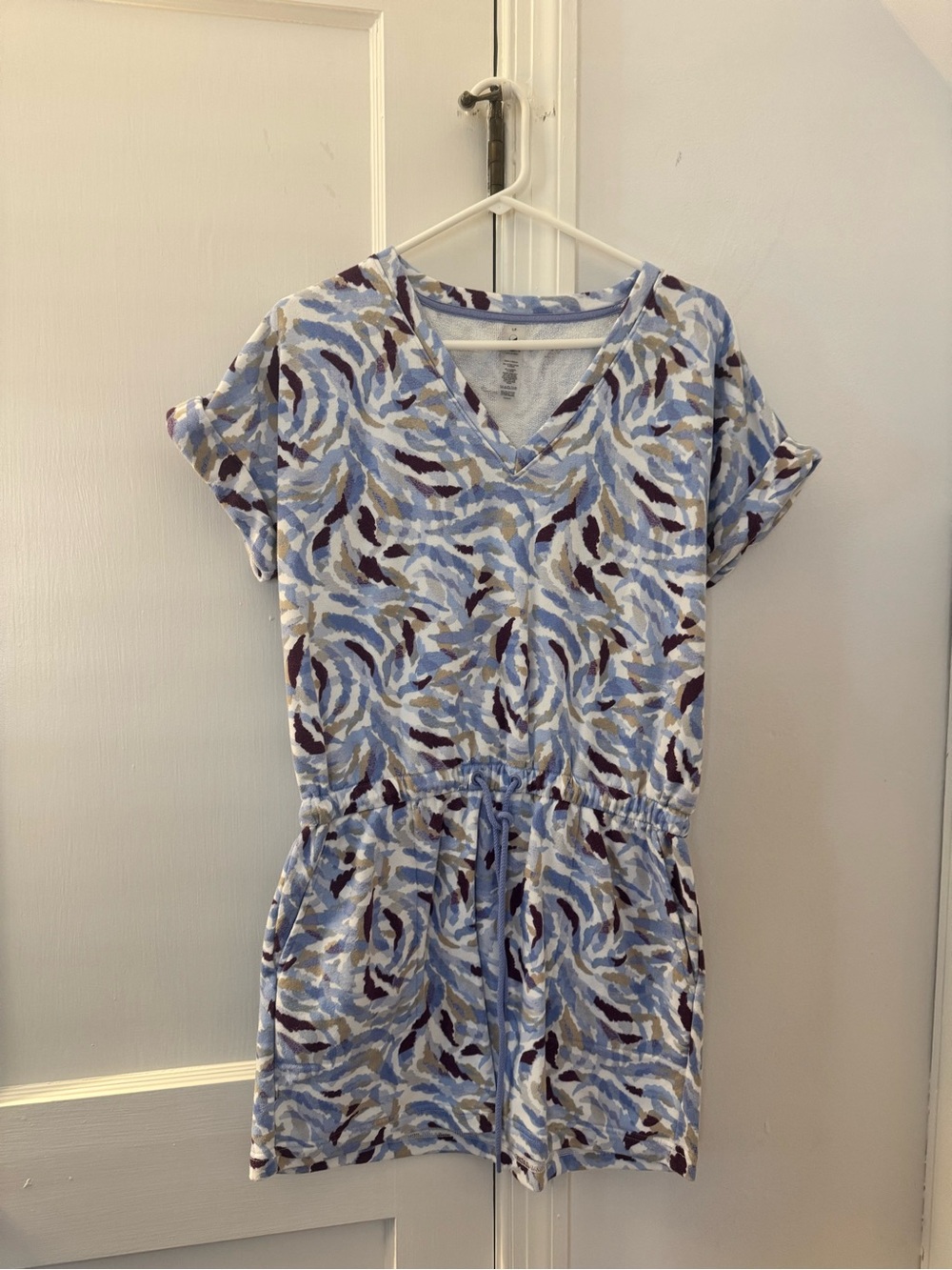 Lou & Grey Blue Abstract V-Neck Mini Dress